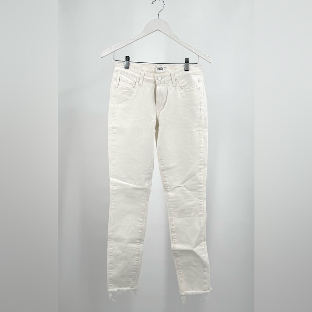 Paige Verdugo Ankle Distressed Optic White Skinny Jeans Size 28
